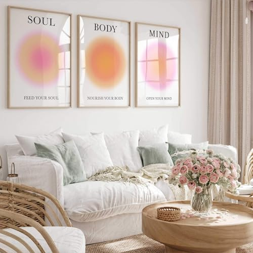 Xiyocadt 3er Aura Poster Set,Bunte Aura Grain Gradient Leinwand Wandkunst,Positive Aura Poster,Moderne Aesthetic,für Wohnzimmer Schlafzimme,Ohne Rahmen (40x50cm,Aura 4)