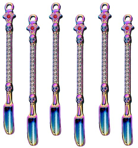 pegzherx 6PCS Mini Shovel Medicine Mini Snuff Small Spoon Powder Pendant Metal Spoon for Spice Jars Small Salt Pendant Necklace Ring (6, Same Color)
