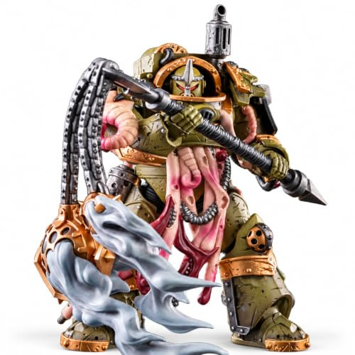 TOYVERSE JOYTOY 1/18 Warhammer 40.000 Death Guard Blightlord Terminator 2 | Actionfigur Mit Flail of Corruption Wechselhänden und Base beweglich und detailreich für Vitrine und Sammlung, ab 15 Jahren.