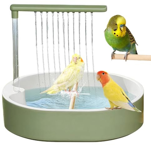Dhqkqg Baignoire à oiseaux, douche pour perruches, perruches, balcon avec système de circulation, douche multifonctionnelle, pour inséparables, perruches ondulées