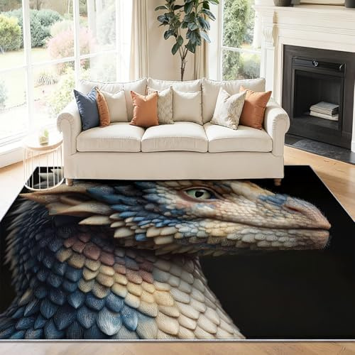 Creme Teppich Wohnzimmer 80 x 150 cm Niedlicher Kleiner Fantasy-Drache Teppich Schlafzimmer Dekor Modern 3D Druck Teppiche, Weiche Flanell Kinderzimmer Teppiche Küche Korridor Esszimmer Bodenmatte