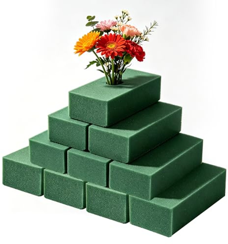 NVGVUP 10 Stück Steckschaum Blumen Nasssteckschaum 14x8x4cm | Blumensteckschaum Selbst Schneidbar für Frische und künstliche Blumen, Ideal für Hochzeiten, Feiern und Floristik