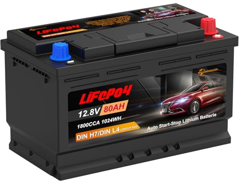MOUDENSKAY Autobatterie 12V 80Ah LiFePo4 Auto Starterbatterie 12V CCA1800 | Leicht & Leistungsstark Für Start-Stop - DIN H7/L4,AGM-L80-UP,GROUP 94R,LN4,EN77L4- Perfekter Ersatz für Blei-Säure-Batterien