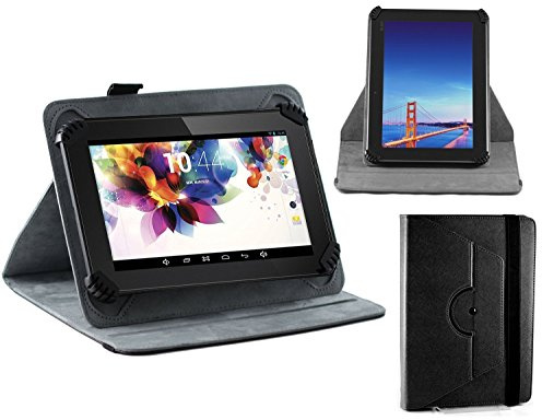 Navitech Black Faux Leather Hard Case Cover With 360 Rotational Stand Compatible With The Fire HD 8 Tablet, 8 HD Display, Wi-Fi, 16 GB