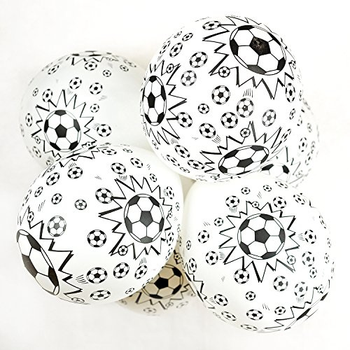 Happium Soccer Latex Balloons, 10 Pcs, 12 Inch, Black White | Football Theme, Sport Theme Party, World Cup Kids Birthday Party, Football Fans Party Supplies