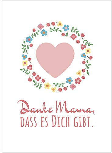 Einladungskarten Manufaktur Hamburg Muttertag Karte | Postkarte zum Muttertag für Mama mit Spruch | Danke Mama | Muttertagskarte zum Geschenk oder als Gutschein mit Umschlag