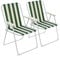 Harbour Housewares Folding Beach Deck Chairs - Green Stripe - Pack of 2 - Metal Outdoor Patio Seat Lightweight Portable Deck Chair for Picnic, Garden, Camping, Fishing