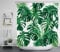 LB Duschvorhang Tropisch Grün Monstera Blätter Wasserdicht Anti Schimmel Extra Lang Weiß Polyester Badezimmer Vorhänge mit 12 Haken,180x200cm