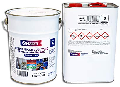 Porcelanato líquido 3D transparente, Resina epoxi para suelos con vinilos, Recubrimiento epoxy 3d autonivelante, de alta dureza y bajo olor, 7,5 kg. (A+B)