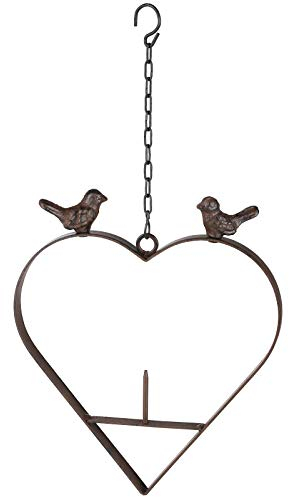 #11 Metall Meisenknödelhalter 23x25 cm in Herzform mit hübscher Verzierung • Vogelfutterstation Vogel Garten Deko Futterhaus Vogelfutter Apfelhalter