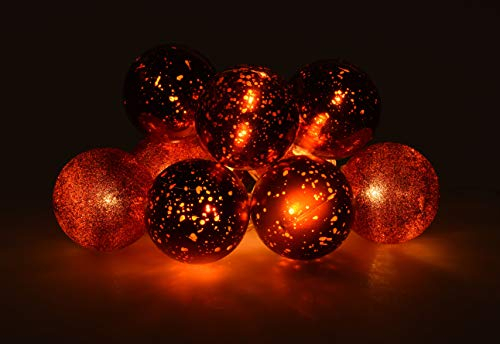 Beleuchtete Christbaumkugel Lichterkette 230 cm - 10 LED - Weihnachtskugel Lichterkette rot