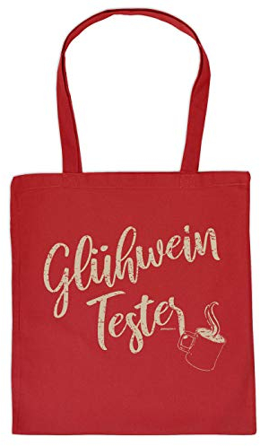 Glühweintasse Weihnachtsmarkt Motiv, Sprüche Stoff-Tasche : Glühwein Tester - Baumwoll Geschenktasche Weihnachten