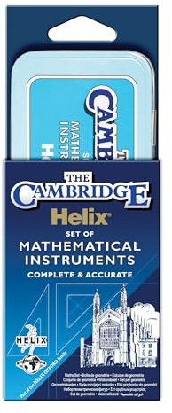 HELIX Cambridge Maths Set with Storage Tin 9 Piece Maths Equipment Set