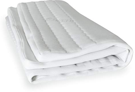 AM Qualitätsmatratzen Lyocell Topper Bezug 200x200 4-6 cm Kernhöhe - Made in Germany & Oeko-TEX Siegel - Allergiker Topperbezug 200x200cm mit Anti-Rustch Unterseite & 4-seitigem Reißverschluss