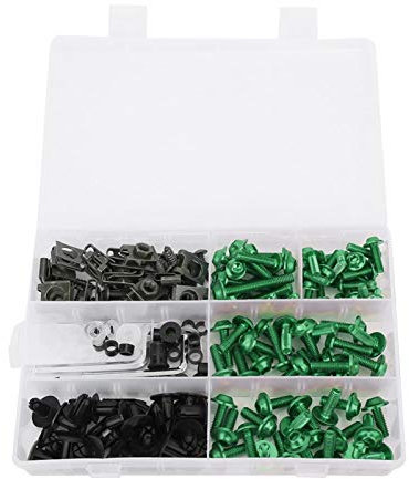 Kit de boulon de carénage, 198 pièces/ensemble vis de carénage de pare-brise M5 M6 Kit de boulons accessoires de moto[vert]