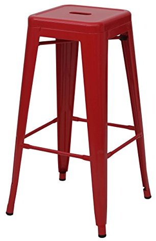 Mendler Barhocker HWC-A73, Barstuhl Tresenhocker, Metall Industriedesign stapelbar - rot