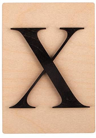 Rayher Holz Buchstabe X, FSC Mix Credit, Holzfliese 10,5x14,8cm, 3D-Buchstabe X in schwarz, 3mm starker Holzbuchstabe auf 4mm starker Holzfliese, 63115576