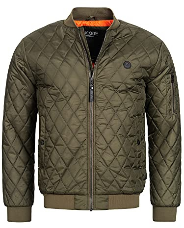 Indicode Herren Novak Bomberjacke Steppjacke Daunen-Optik mit Stehkragen | Moderne Fliegerjacke mit Hochkragen und bequemer Passform, Steppjacke, Herrenjacke, Freizeitjacke, Übergangsjacke für Männer