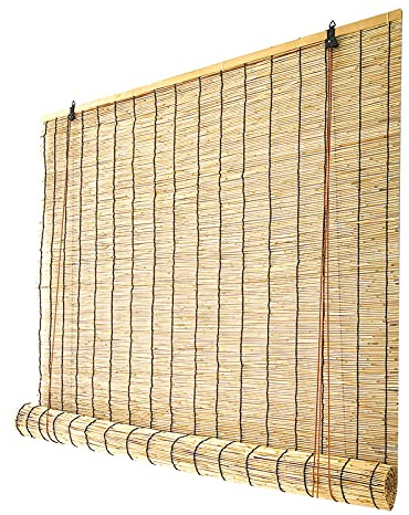 Geovne Store À Rouleau en Bambou Naturel,Rideau de Roseau,Store Enrouleur Bambou Extérieur Intérieur,Store dn Bambou Écologique,Parasol pour Balcon/Pavillon/Salon De Thé (120x220cm/47x87in)