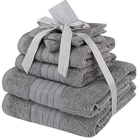 Brentfords 100% Cotton Bath Towels – Premium Quality, Super Absorbent & Quick Drying - Large Grey Bathroom Towel - Luxury Set of 10-70 x 115cm