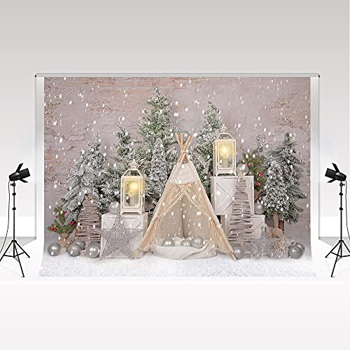 Kate Frohe Weihnachten Thema Foto Hintergrund Weihnachtsbaum Zelt Schneeflocke Fotografie Hintergrund für Fotoshooting Familienparty Kinder Hintergrund Fotostudio Requisiten 7x5ft/2.2x1.5m