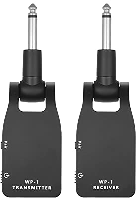 Btuty - Trasmettitore e Ricevitore Wireless per Chitarra, 2,4G con Batteria al Litio Ricaricabile Incorporata, Raggio di Trasmissione a 30m, per Chitarra o Basso Elettrico (Nero)