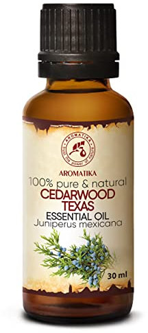 Olio Essenziale di Legno di Cedro di Texas 30 ml - Juniperus Mexicana - Puro Oli Aromaterapici - Oli di Legno di Cedro per la Cura del Corpo - Diffusori - Calmante - Buon Umore - Home Fragrance