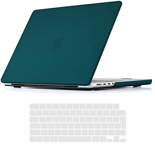 iNeseon Hülle Kompatibel mit 2021-2025 MacBook Pro 14 M5 M4 M3 M2 M1 Pro/Max A3434 A3112 A3185 A3401 A2918 A2992 A2779 A2442, Plastik Hartschale Schutzhülle Case und Tastaturschutz, Tiefes Blaugrün