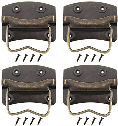 YINETTECH 4 Stück Antik Klappgriffe aus Metall Vintage Stil Hebegriffe Möbel Zubehör für Tür Schrank Kisten Kommoden Kisten Truhen 54x40mm