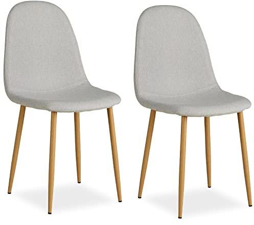 Homestyle4u 2336, Esszimmerstühle 2er Set Stühle Grau Hell 2 Stück Wohnzimmer Esszimmer Küchenstuhl Polstersessel Polsterstuhl