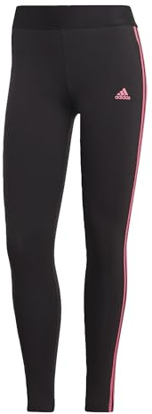 adidas Damen 3 Stripes Leggings, Black/Pulse Magenta, M