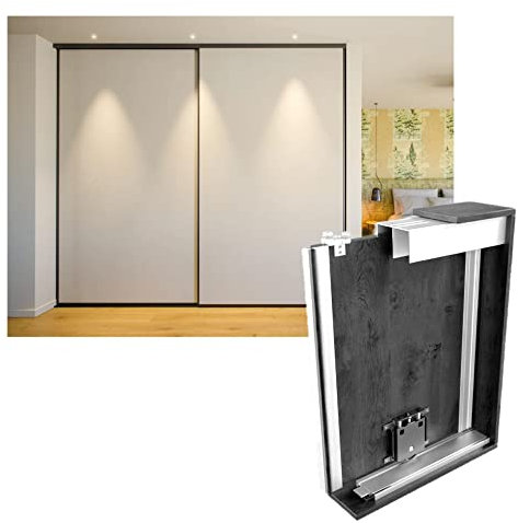 SHJ-Kit de Herrajes para Armario 2Puertas Correderas Profesional Diseño Innovador Ultra-Silencioso Máxima Calidad y Fácil Instalación.para Tablero de 10mm. (230 cm, Blanco Brillo)
