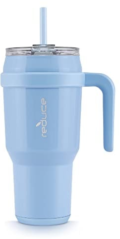 REDUCE 40 oz Tumbler with Handle - Vacuum Insulated Stainless Steel Mug Sip-It-Your-Way Lid and Straw Keeps Drinks Cold up to 34 Hours Sweat Proof, Dishwasher Safe, BPA Free Glacier, 10783-F2