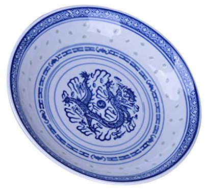 VICASKY Keramik Teller Drachenmuster Vintage 1Stk Blau Weiß Obstteller Porzellan 18,5Cm Haushalt Dessert Sushi Snackteller Servierteller für Küche Esstisch