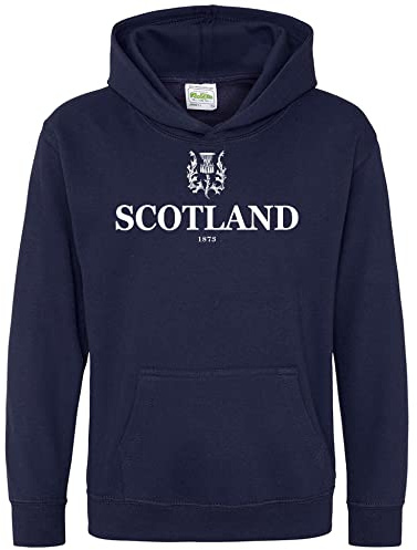 Purple Print House Schottland Hoodie Kinder Rugby Hoody Top Scottish Thistle Nations Supporter, navy, 5-6 Jahre