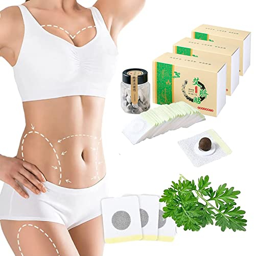90 Stück Mugwort Navel Sticker,Natural Herbal Belly Sticker,Detox Pflaster,Beifuß Nabel Aufkleber, für Bierbauch, Bauchfett Taille, Eimer Taille