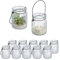 Relaxdays Portavelas, Set 12, Tarro con Asa, Interior, Exterior, 9,5 x 8 cm, Porta Velas Té Bodas, Transparente/Negro
