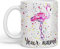 Vixar Personalised with Your Text Flamingo Bird Animals Watercolour Art Coloured Ceramic Mug Cup Gift 330ml 11oz Custom Work Office Tea Coffee (White)
