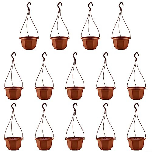 PETSTIBLE 14 macetas de plástico con cadena para macetas, soporte para plantas, decoración colgante de balcón