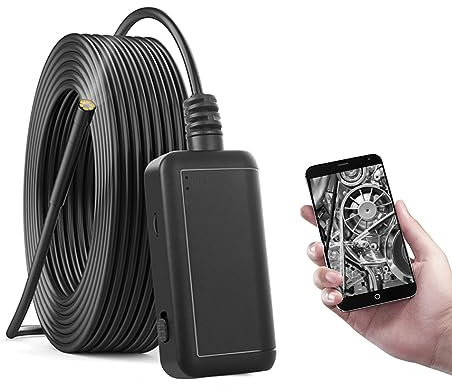 0,2 Zoll Endoskopkamera mit Licht, 5 MP Kanalkamera, IP67 Wasserdichtes Inspektionskamera Kanal, WiFi Endoskop-Kamera Handy mit 6 LEDs, für IOS/Android-Smartphones (2m Kabel)