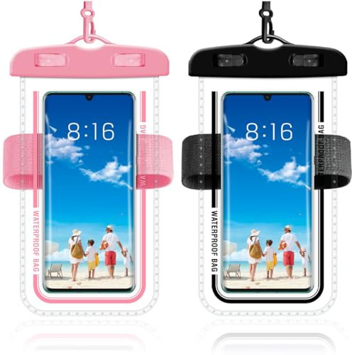 DDKY Paquet de 2 Pochette Etanche Smartphone pour téléphone Portable avec lanière et dragonne,Disponible pour iPhone 14 Pro Max/13/12, Galaxy S23