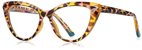 kachawoo Blaues Licht Blocking Gläser für Frauen Cat Eye Gläser Rahmen TR90 Rahmen Brillen Mode (leopard with clear)