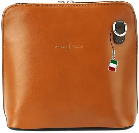 Florence Damen Abendtasche Umhängetasche cognac braun Echtleder OTF109O Leder Schultertasche