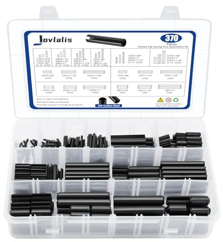 SAE Roll Pin Set, 370 Pcs Roll pin Assortment, Slotted Spring Pins