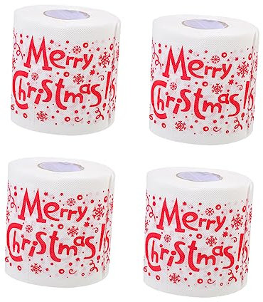 IWOWHERO 4 Rollen Weihnachts-toilettenpapier Weihnachtsmann Tischdekoration Weihnachtsservietten Toilettenpapier Mit Weihnachtsmotiv Cocktailservietten Klopapierrolle Geschenk Gesicht
