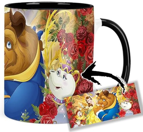 Beauty And The Beast Tasse Innen & Henkel Schwarz Keramikbecher Mug