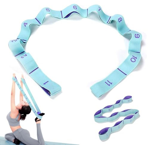Yoga Stretch Gurt, Widerstandsbänder Stretching Band mit 11 Schleifen, Verstellbares Übungsband Fitnessbander für Fitness, Pilates, Tanztraining, Gymnastik