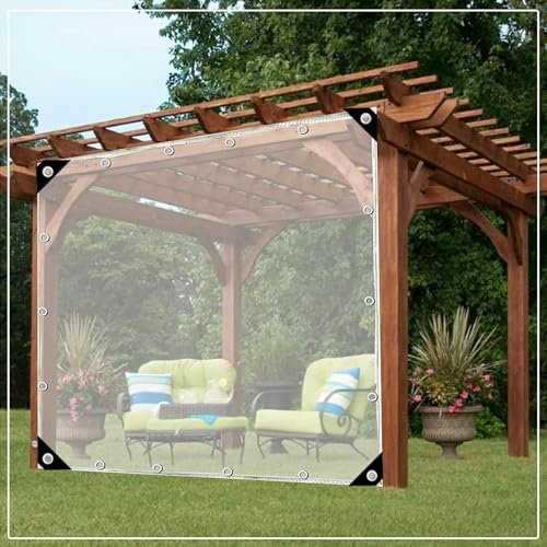 Wasserdichte Plane Mit Ösen,0,35 Mm Pvc Kunststoffplane Für Pflanzen,Outdoor Durchsichtige Planenvorhänge,Garten Pergola Pavillon Carport Transparente Seitenteil Aus Plane,Clear-2.2×7m(7.2*23ft)