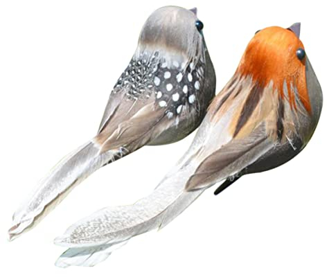 Yardwe 6st Künstliche Vögel Realistisch Hochzeitsdekoration Mini-spatzen Spielfiguren Tier Tischdekoration Rasenstatuen Fee Garten Deko Kunstvogel Miniaturen Dekorationen Gefälschter