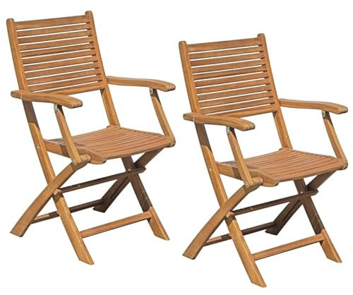 Gruppo Maruccia - Gartenstühle mit Armlehnen aus Akazienholz - Klappgestell platzsparend - Set mit 2 Sesseln für Esstisch, Veranda